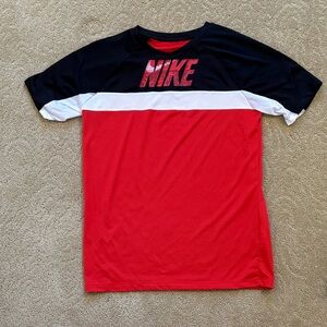 Nike Kids Red and Black Tee with White Stripe